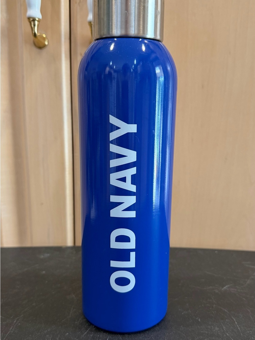 Old Navy Royal Blue Stainless Steel Water Bottle with White Logo
